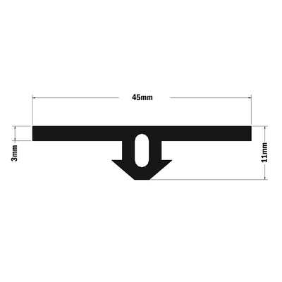 61-070-0 MODULAR SOLUTIONS PVC COVER PROFILE FLAT RUBBER W/RIDGES, CUT TO ANY LENGTH PRICE / METER SHOWN